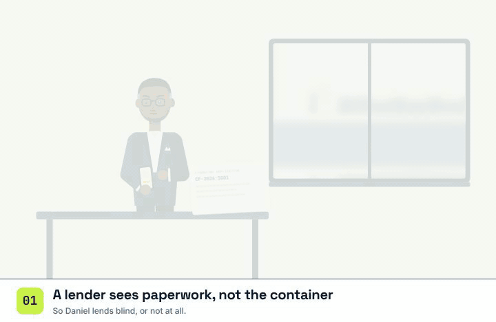 Daniel the financier sees paperwork, not the container: BLIND and DECLINED stamps